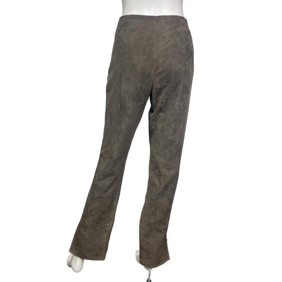 Shanghai Tang Women's 8 Brown Suede Leather Silk Lined Straight Leg Pants EUC - Picture 2 of 4